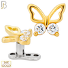 14-G23-DM15 - 14k Titanium Anchor and 14k Gold Top Butterfly with Cubic Zirconia Dermal - Internally Threaded image 0