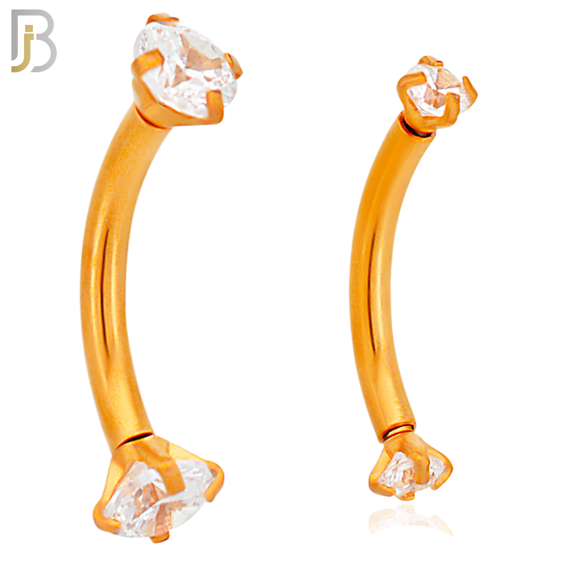 EC04RC - 316L Surgical Steel Rose Gold Plated Curved Prong Setting Zircon Internally Threaded (PACK OF 6) image 0