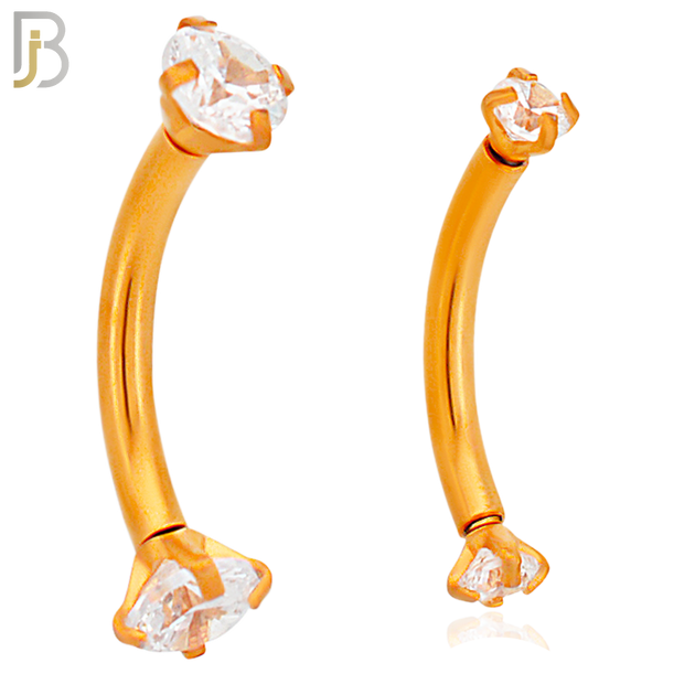 EC04RC - 316L Surgical Steel Rose Gold Plated Curved Prong Setting Zircon Internally Threaded (PACK OF 6) image 0