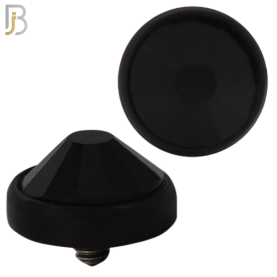 DM01KK -  Black Plated Surgical Steel Dermal Bezel Black Cubic Zirconia 1.2mm Screw Top (PACK OF 6) image 7