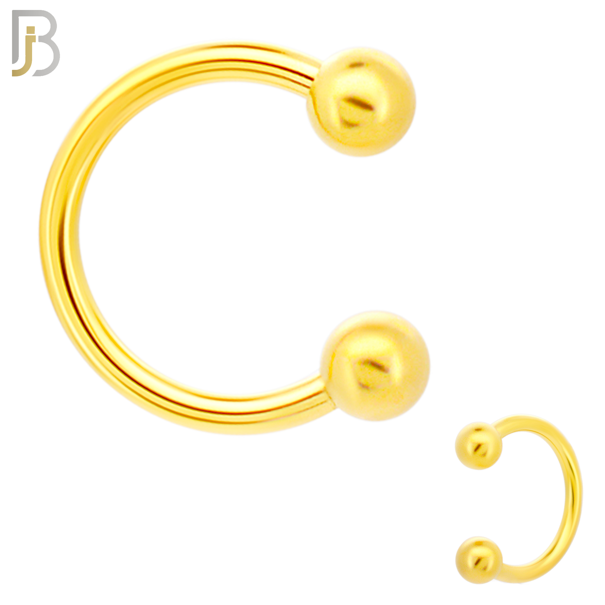 HS01G - 316L Surgical Steel Gold Plated Horseshoe Plain  Screw Ball External Threaded (PACK OF 6) image