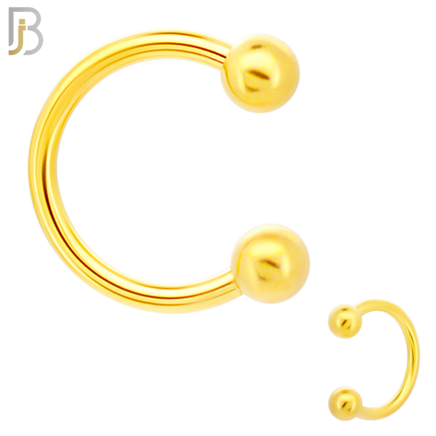 HS01G - 316L Surgical Steel Gold Plated Horseshoe Plain  Screw Ball External Threaded (PACK OF 6) image