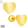 925-ES203 - Screw Ball Back - .925 Sterling Silver Plain Heart Design Earring Stud image 2