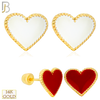 14-ES251 - 14k Yellow Gold Enamel Heart Earrings with Screw Backing image 0