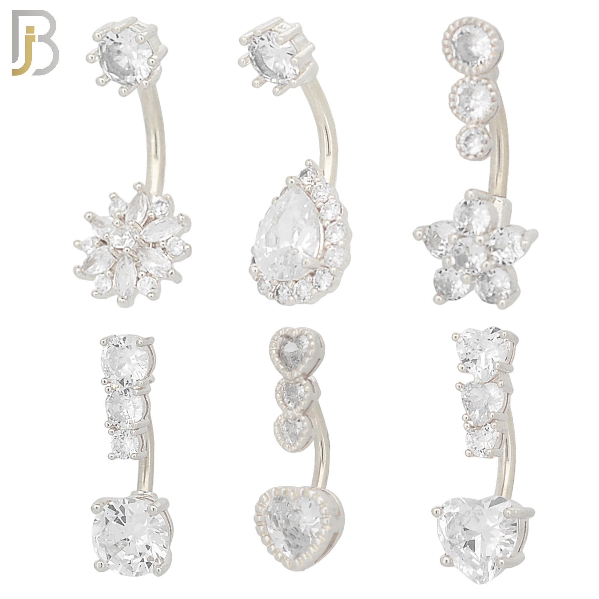 PK-NB41 - 316L Surgical Steel Different Designs Banana Navel 14g / 1.6mm Thickness 10mm Length Pack of 24 image 2