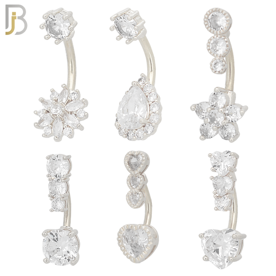 PK-NB41 - 316L Surgical Steel Different Designs Banana Navel 14g / 1.6mm Thickness 10mm Length Pack of 24 image 2