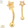 14-EC20 - 14k Yellow Gold Hollow Star with Multi CZ  Eyebrow Barbell Externally Threaded Screw image