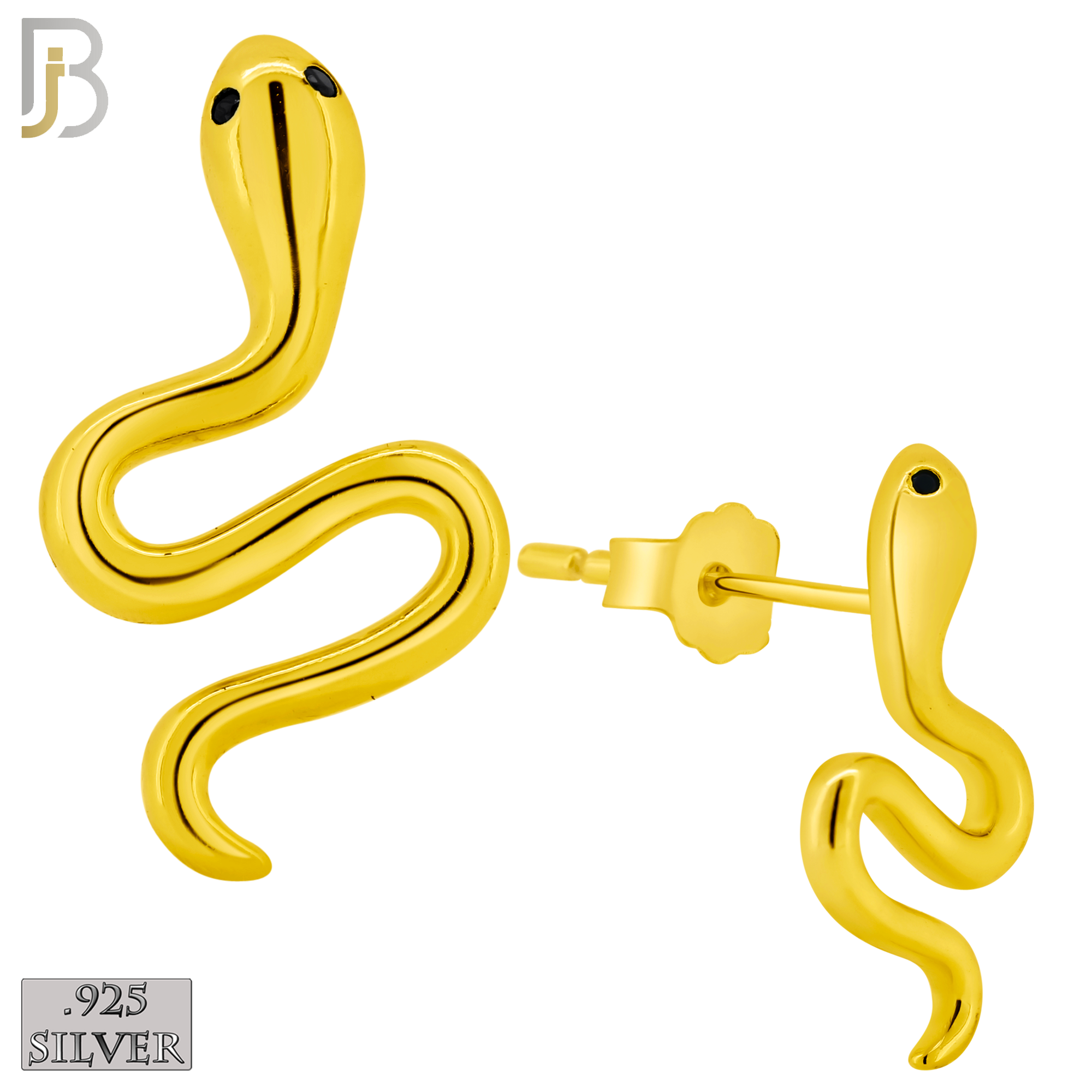 925-ES366 - .925 Sterling Silver Snake Stud Earrings image 2