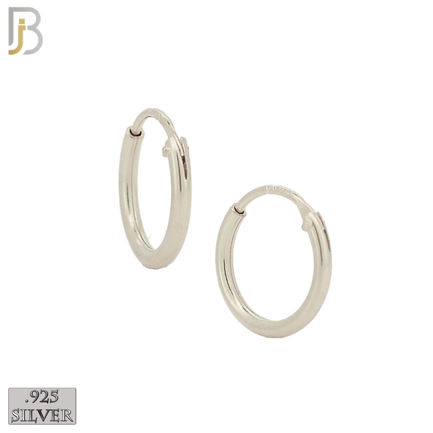 925-ES310S - .925 Sterling Silver Plain Hoop Earrings - 14mm image