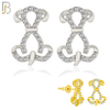 925-ES374 - .925 Sterling Silver CZ Studded Dog Stud Earrings image 0