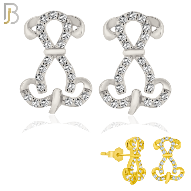 925-ES374 - .925 Sterling Silver CZ Studded Dog Stud Earrings image 0