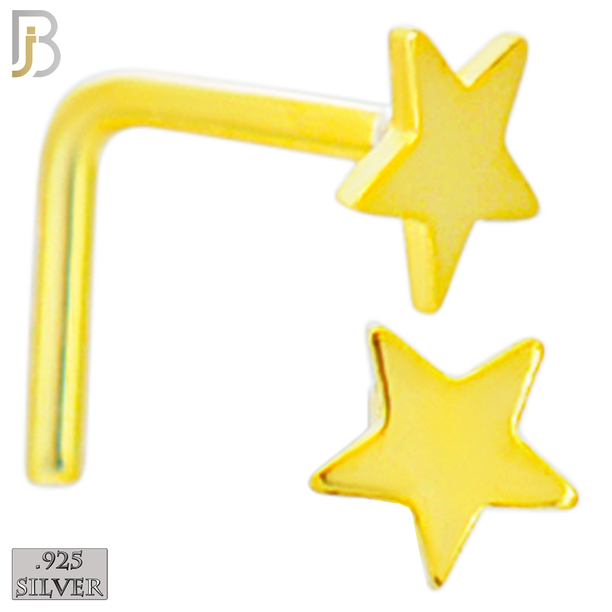 925-NR43LGS - 925 Sterling Silver Flat Star Design L Shape Nose Ring (Pack of 6) image 2
