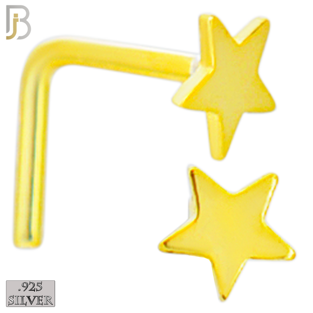 925-NR43LGS - 925 Sterling Silver Flat Star Design L Shape Nose Ring (Pack of 6) image 2