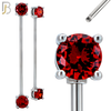 PK-BB37SM - 14g - 38mm - 6mm CZ - 316L Surgical Steel Industrial Barbell with CZ in Prong Setting External Threaded Pack of 16 image 4