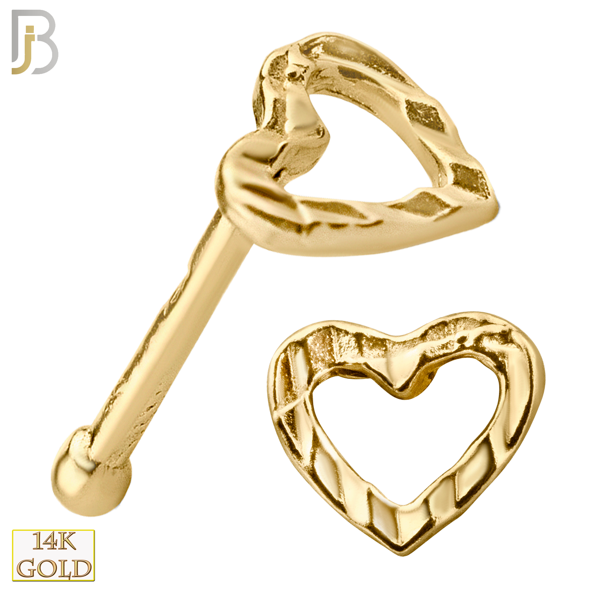14-NR11 - 14k Solid Gold Tunnel Heart Nose Bone image 0