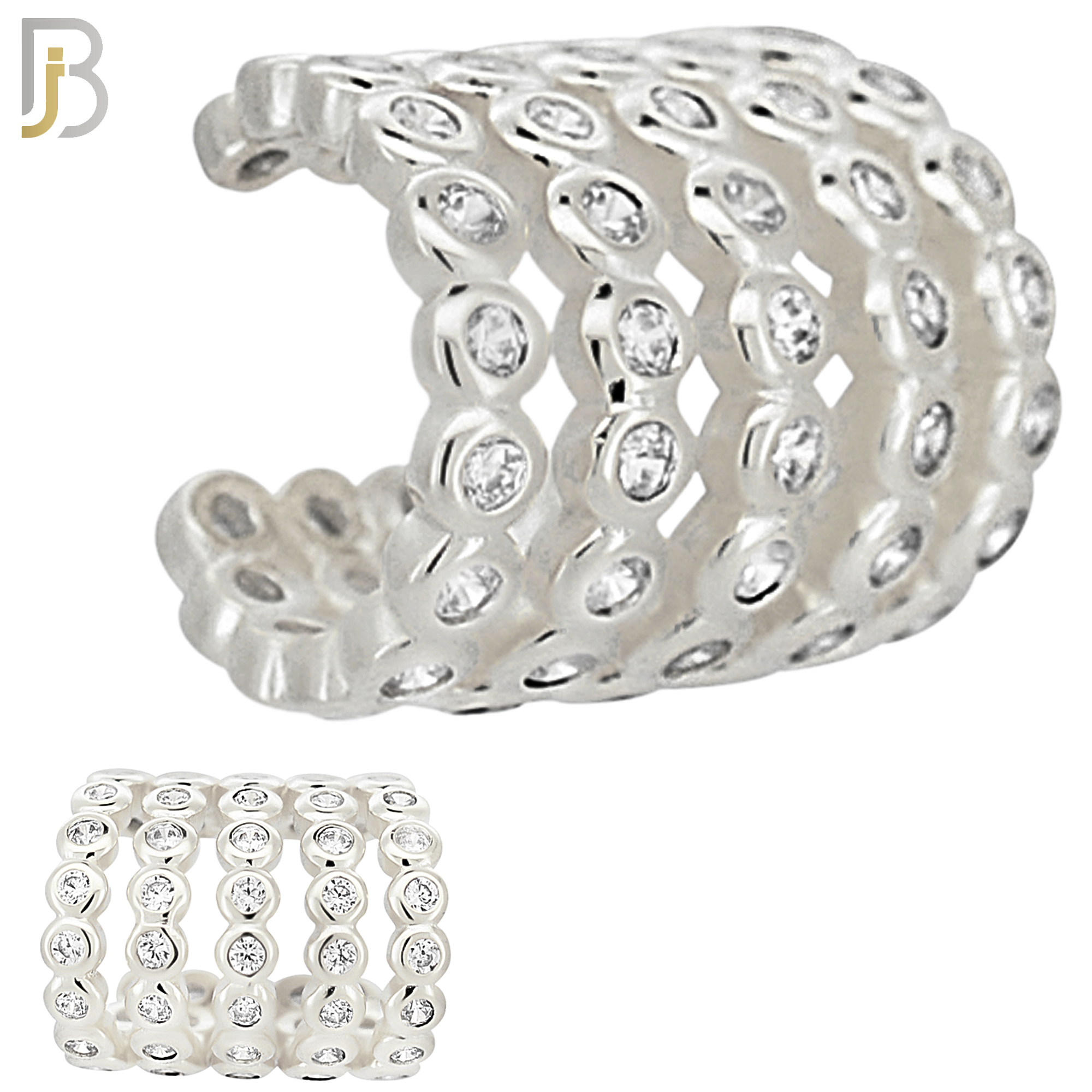 FES005 -   Five Hoop Wide Bezel Set Zircon Ear Cuff In Brass (Sold Per Piece) image 1