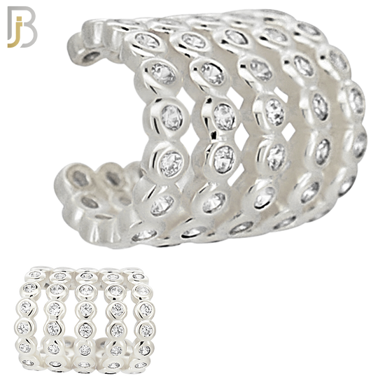 FES005 -   Five Hoop Wide Bezel Set Zircon Ear Cuff In Brass (Sold Per Piece) image 1