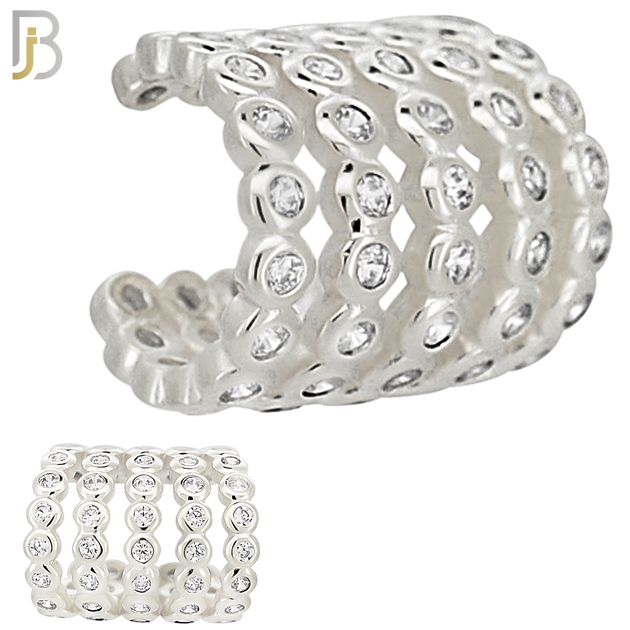 FES005 -   Five Hoop Wide Bezel Set Zircon Ear Cuff In Brass (Sold Per Piece) image 1