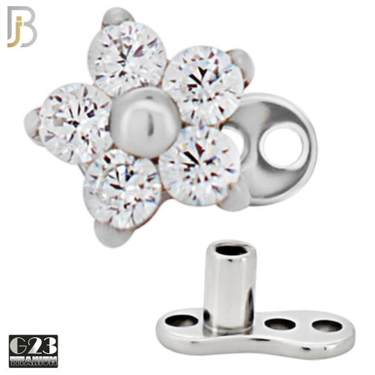 G23-DM23 - G23 Titanium Anchor with Surgical Steel Five Petal Flower Dermal Top image 2