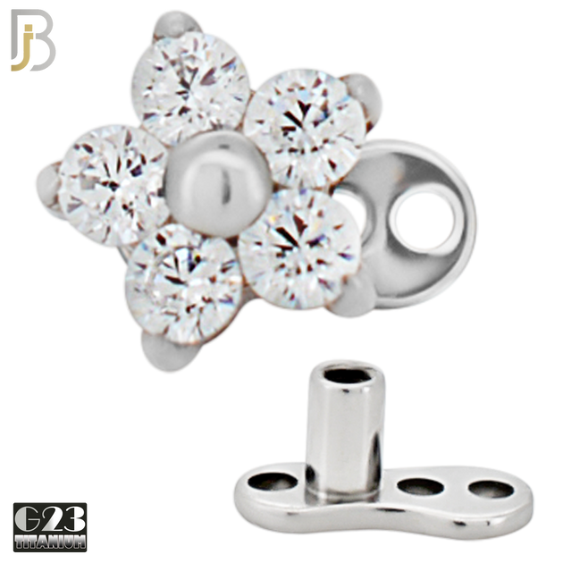 G23-DM23 - G23 Titanium Anchor with Surgical Steel Five Petal Flower Dermal Top image 2