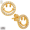 925-ES33 - .925 Sterling Silver 9mm Smile Round Zircon Earring Stud image 2