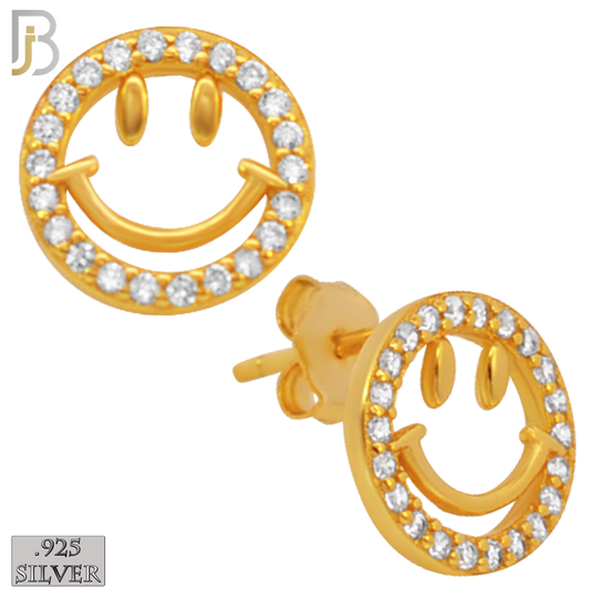 925-ES33 - .925 Sterling Silver 9mm Smile Round Zircon Earring Stud image 2