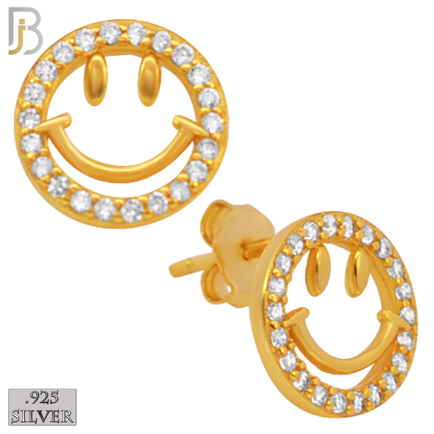 925-ES33 - .925 Sterling Silver 9mm Smile Round Zircon Earring Stud image 2