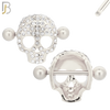 NP35 - 316L Surgical Steel Screw Shield Barbell with Alloy Skull Design Zircon Pair image 1