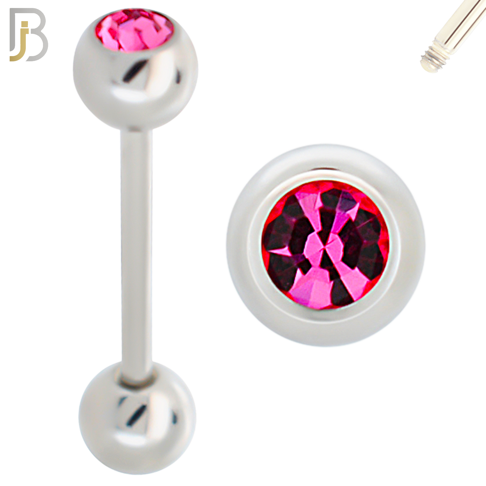BB05S-6 - 316L Surgical Steel Screw Barbell with 6mm Bezel Ball External Threaded (PACK OF 6) image 2