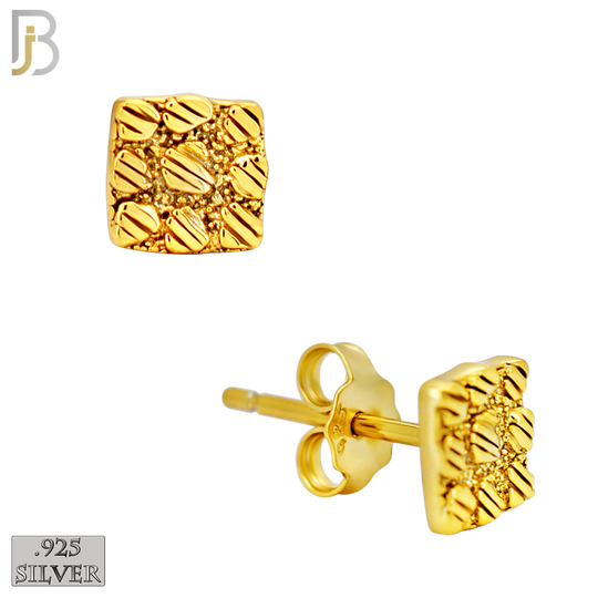 925-ES516 - 925 Sterling Silver Flat (Thin) Square Nugget Push Back Earrings image 1