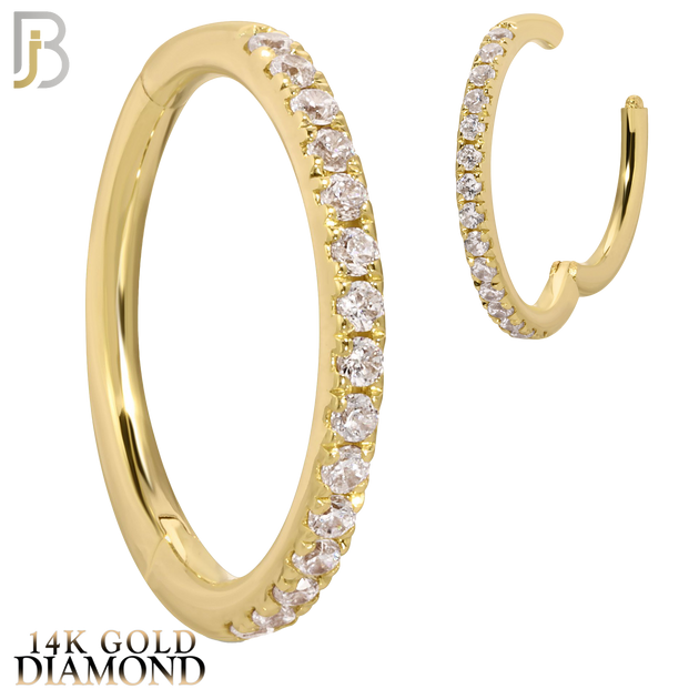 14-CT69D - 14K Solid Gold Hinged Hoops with Natural Diamonds image 0