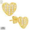 925-ES477 - 925 Sterling Silver CZ Studded Heart Push Back Stud Earring image 1