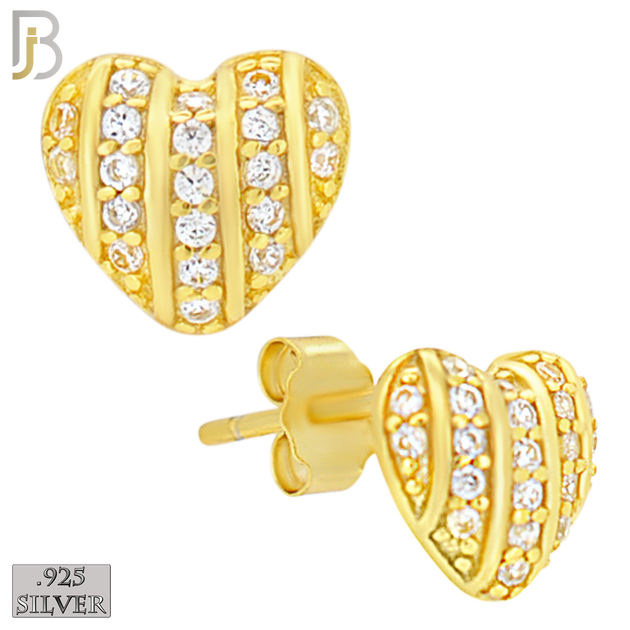 925-ES477 - 925 Sterling Silver CZ Studded Heart Push Back Stud Earring image 1