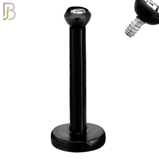 LB07K - 316L Surgical Steel Black Plated Bar Press Fit Zircon Bezel Monroe Labret Screw Internally Threaded  Flat Back (PACK OF 6) image 1