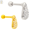 TB14 - 316L Surgical Steel Teardrops Design with Zircon Tragus Barbell Cartilage Piercing Screw Ball (PACK OF 6) image 0