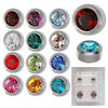 213 - 316L Surgical Steel Assorted Birthstone Caflon Earrings Bezel Round Piercing  Pack of 12 image 0