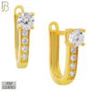 925-ES260 - .925 Sterling Silver Oval Hoops with Round Prong Zircon In top Design Earrings Clip on Lock image 2