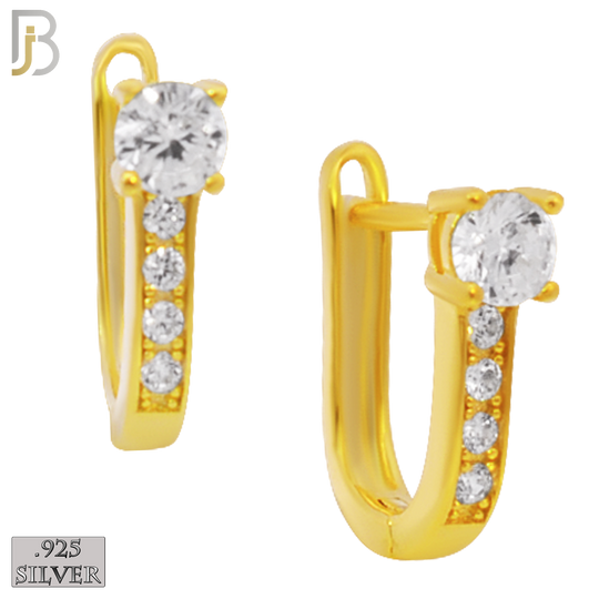 925-ES260 - .925 Sterling Silver Oval Hoops with Round Prong Zircon In top Design Earrings Clip on Lock image 2