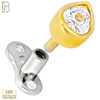 14-G23-DM11 - 14k Titanium Anchor with 14k Gold Top Pear Shaped CZ in Bezel Set Dermal  - Internally Threaded image 2