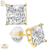 14-ES07YC - 14K Yellow Gold Silicone Back Stud Earrings Casting Prong Setting with Square Clear Zircon image 1