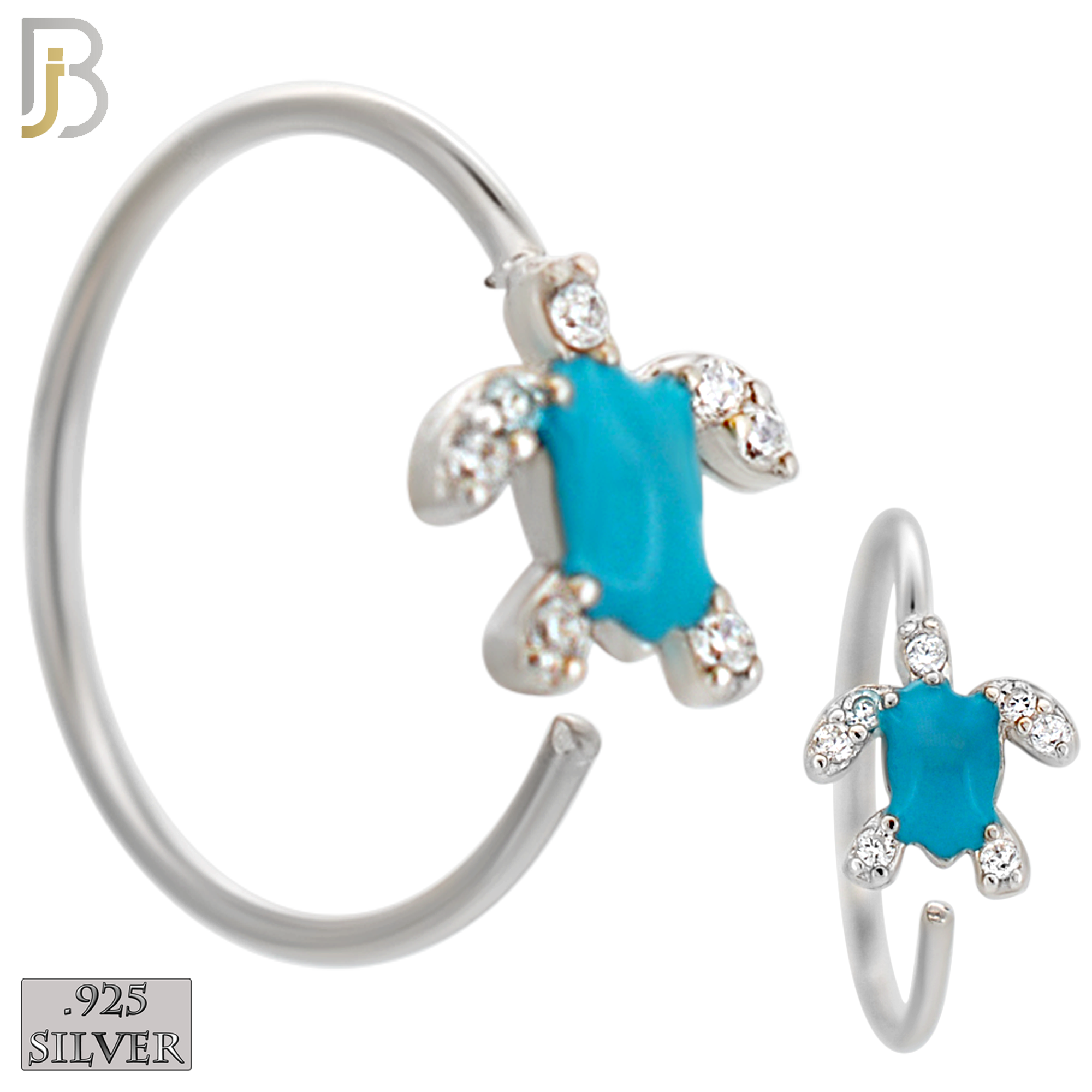 925-PK-CT134M2-96 - 925 Silver Hoops Turtle Enamel - Pack of 96 pcs image 3