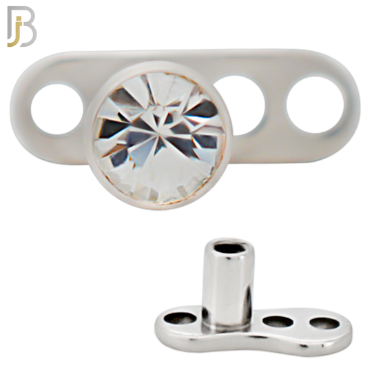 DM05 - 14G Titanium with Surgical Steel Bezel Set CZ Dermal Top Set of 4 Top image 1