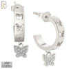 925-ES403 - .925 Sterling Silver Dangling CZ Studded Butterfly Half Hoop Earrings image 0