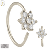 925-CT31 - 925 Sterling Silver Flower Design Nose Hoops 22g Thick 8mm wide (PACK OF 6) image 0