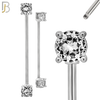 PK-BB37SM - 14g - 38mm - 6mm CZ - 316L Surgical Steel Industrial Barbell with CZ in Prong Setting External Threaded Pack of 16 image 5