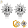925-ES274 - 925 Sterling Silver Round Prong Multi Zircon Design Huggies Hoops Earrings Stud image 0
