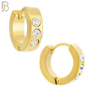 ES117 - 316L Stainless Steel Plain Huggies with Three Zircon Clip On image 3