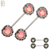 NP17 - 316L Surgical Steel Screw Heart Opal Nipple Ring Piercing image 0