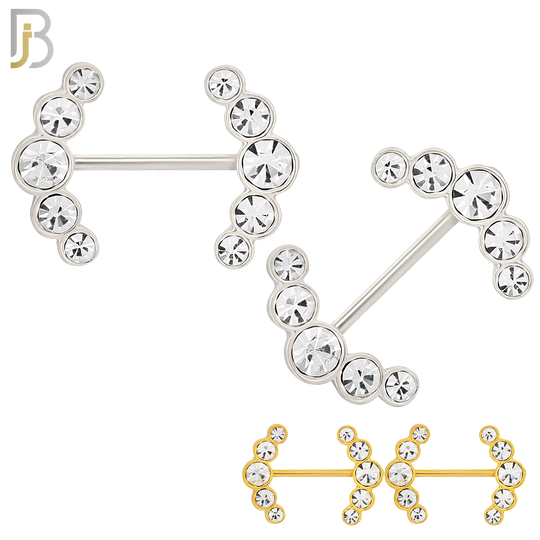 NP23 - 316L Surgical Steel Screw Double Sided Alloy Anchor with Zircon Pair image 0