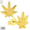 925-ES239 – .925 Sterling Silver Plain Marijuana Leaf Design Earring Stud image 2